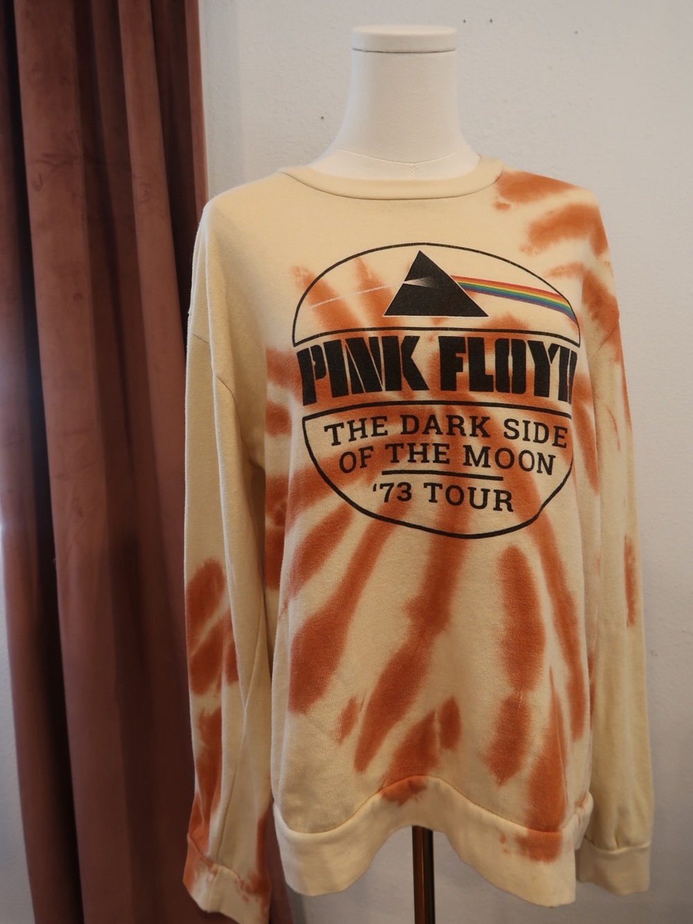 Pink Floyd Tie-Dye Crewneck Sweatshirt - Cream & Rust Orange